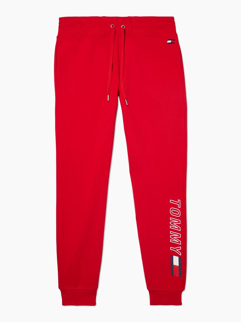 Női Tommy Hilfiger Essential Graphic Logo Jogger Nadrág Piros | HU 214UZG